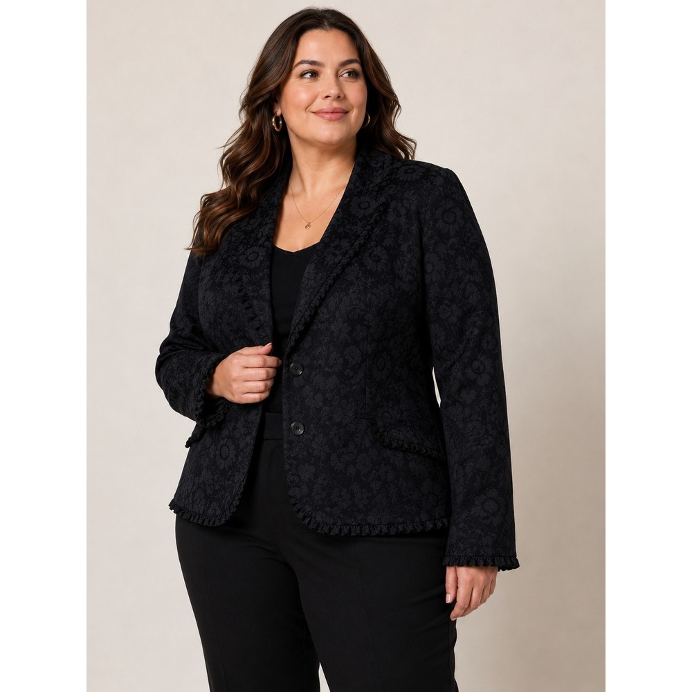 Jacquard Blazer Black Career Romantic Cottage Goth Dark Academia Cocktail